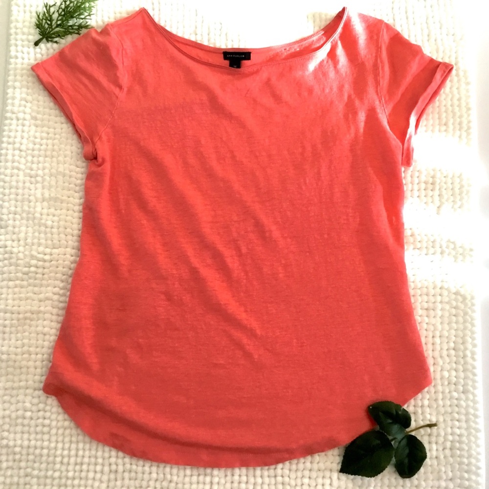 Ann Taylor SP coral Linen Tee